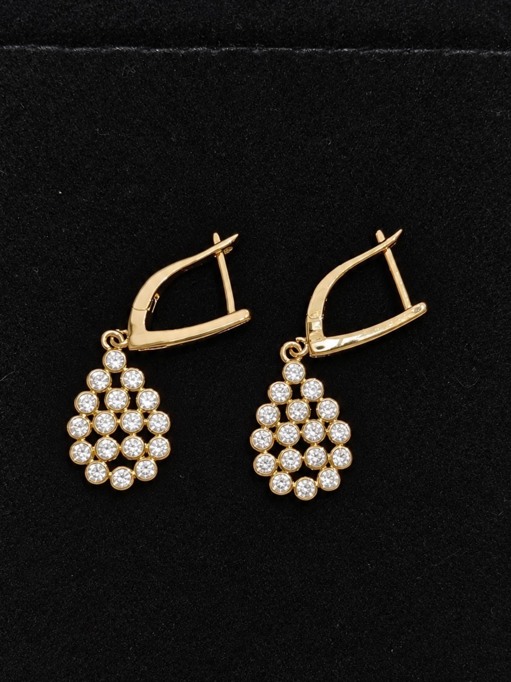 Rose Gold Teardrop Cluster CZ Dangle Earrings - Women Jewelry